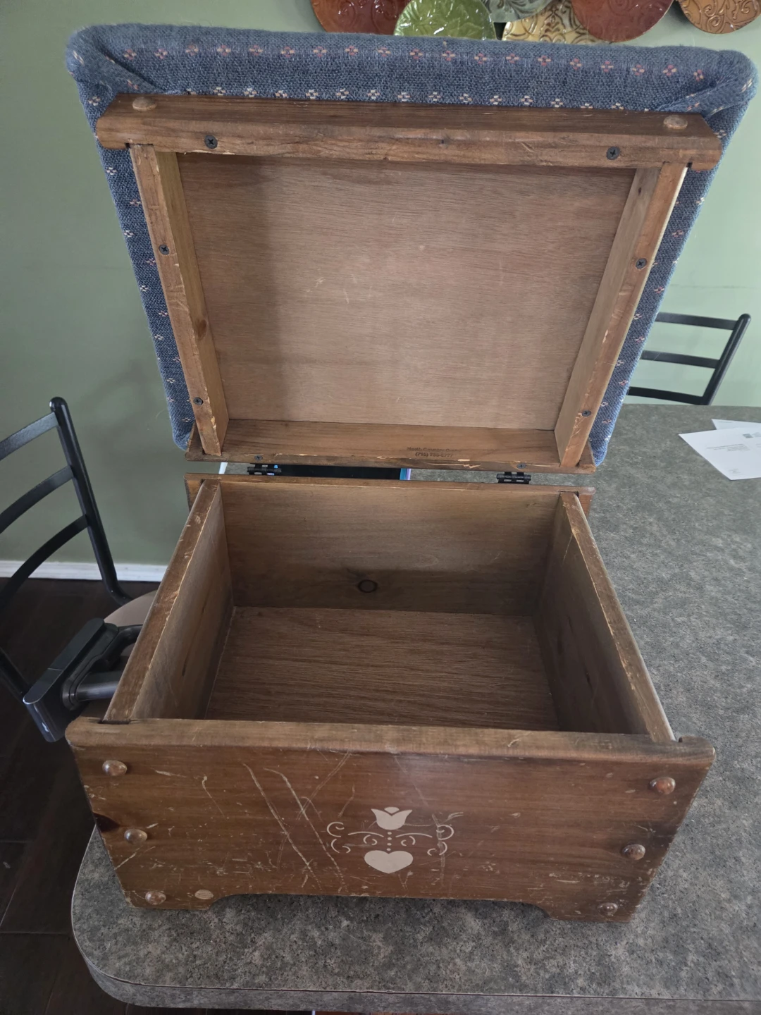 Wooden Storage Ottoman with Padded Top - photo 2