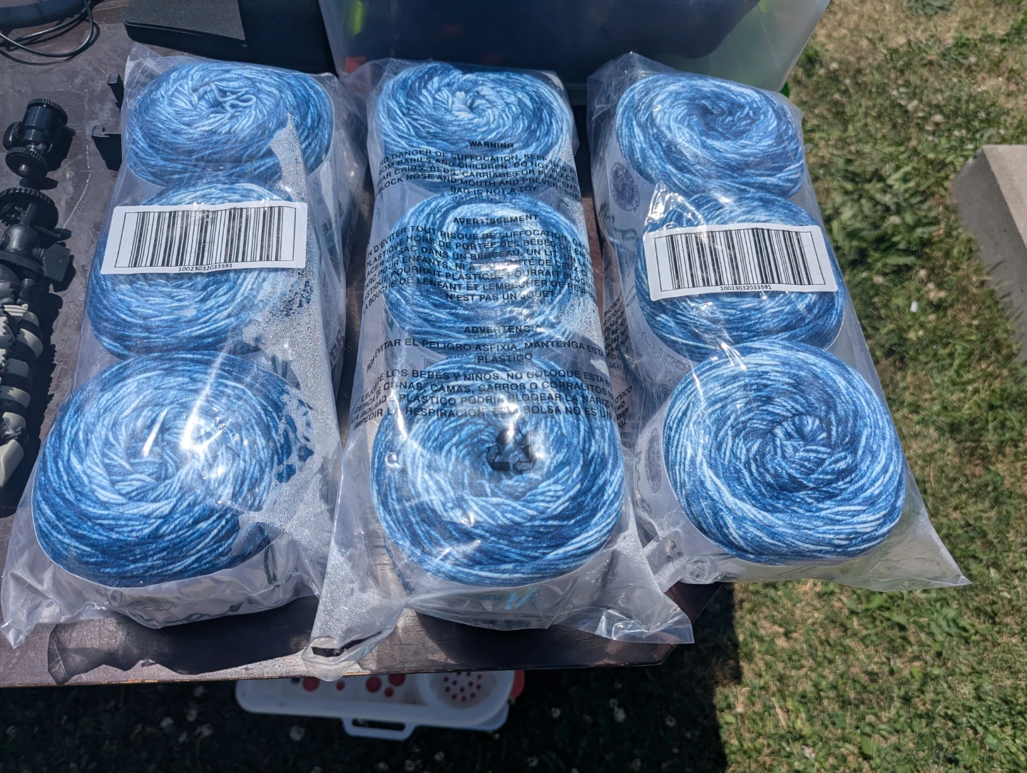 Blue Speckled Yarn - 3 Skeins