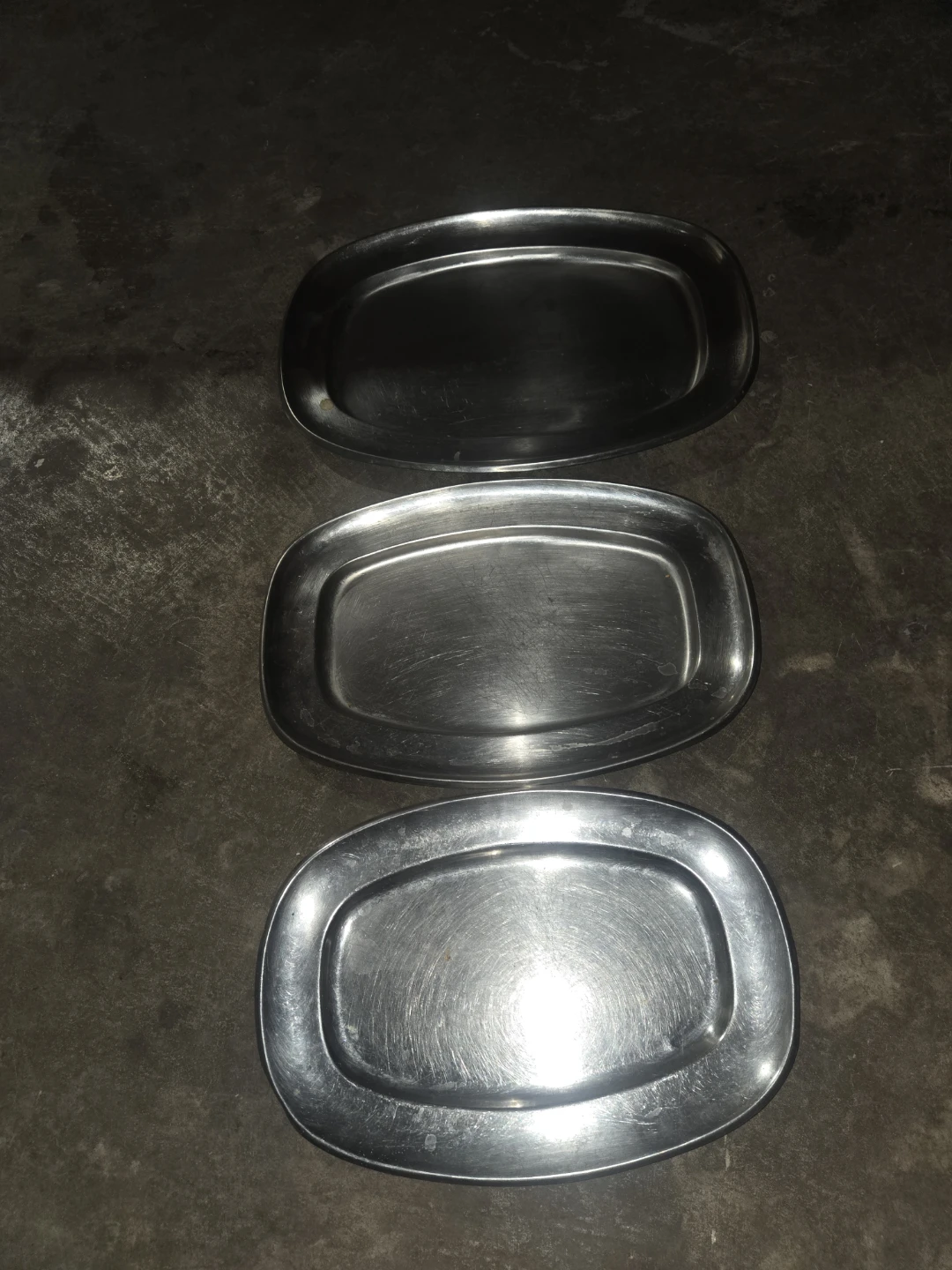 Set of 3 Stainless Steel Serving Platters