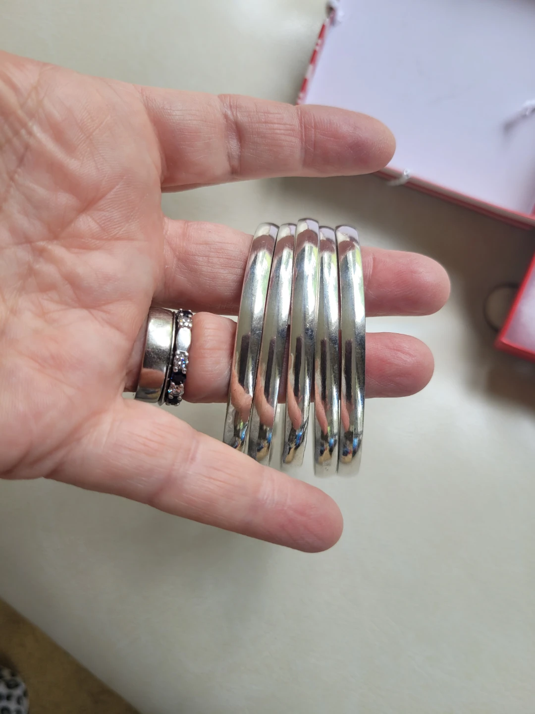 Set of 5 Sterling Silver Bangles - Mexico