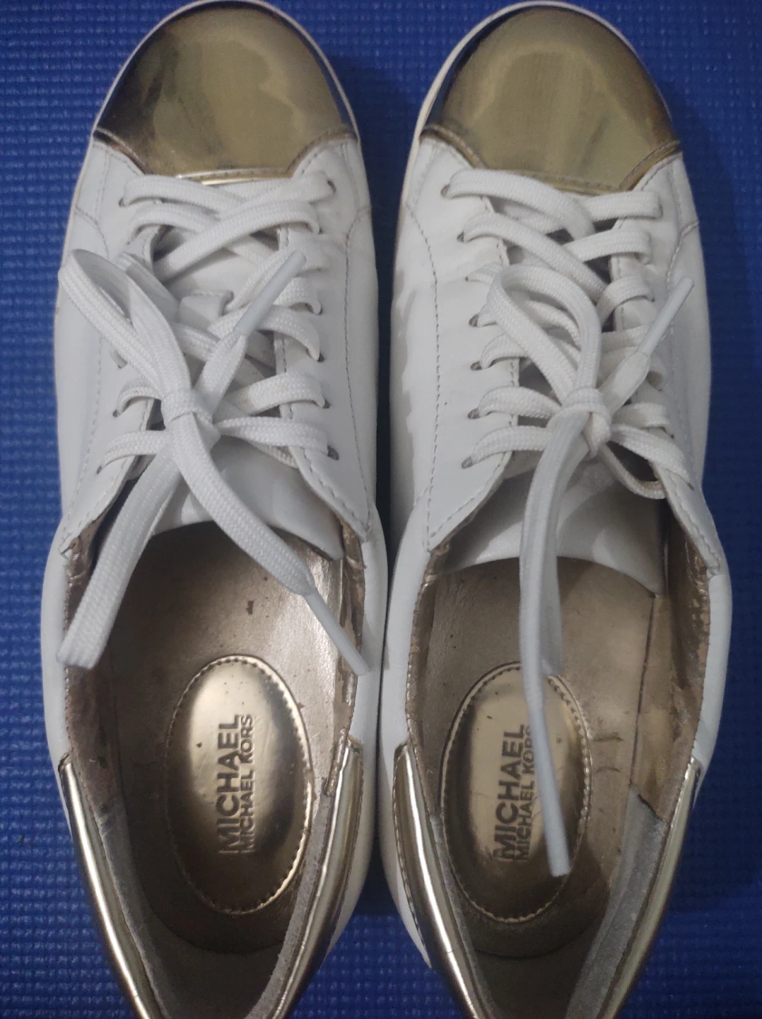 Michael Kors White & Gold Sneakers 8.5