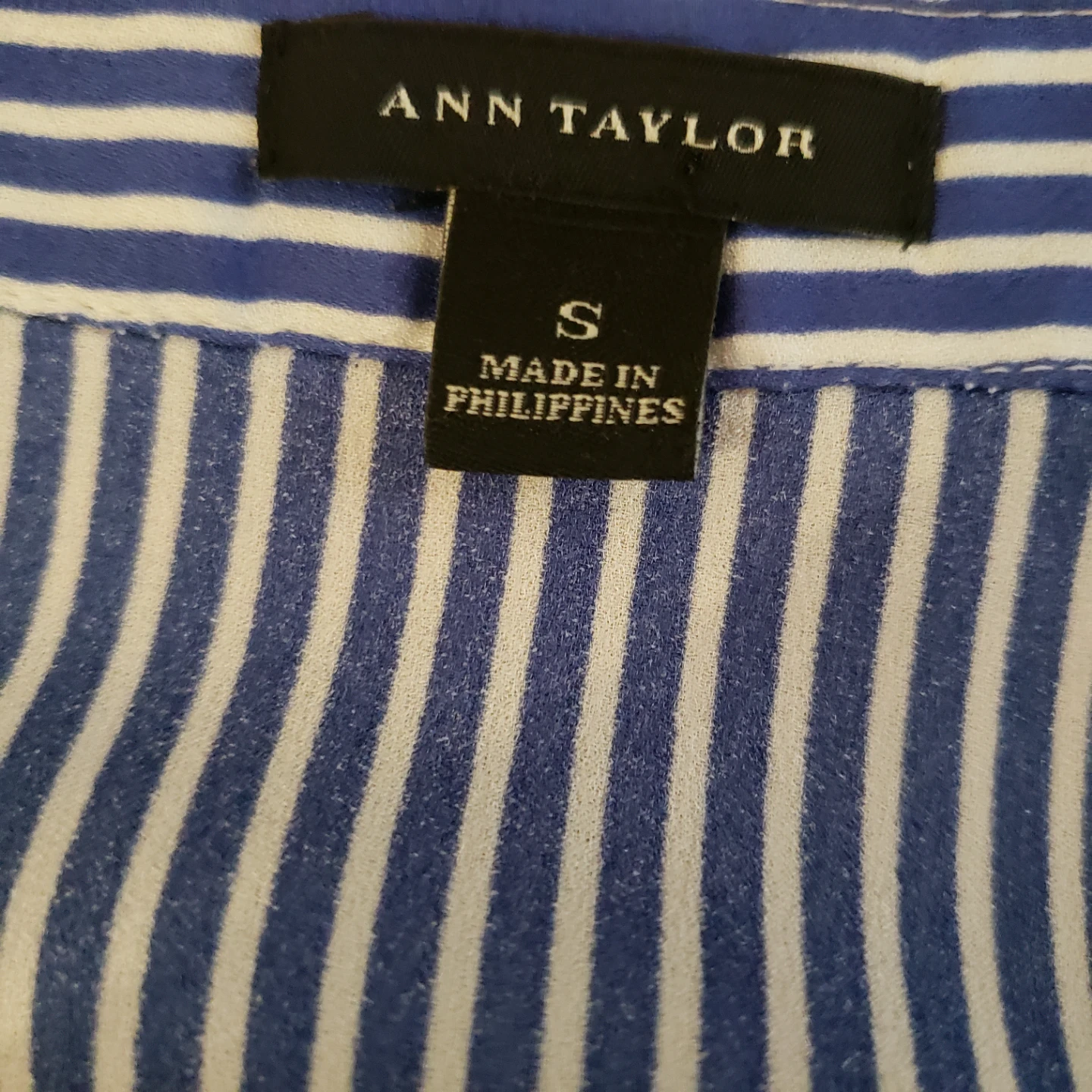 Ann Taylor Blue and White Striped Button-Up Blouse - Size S - photo 2