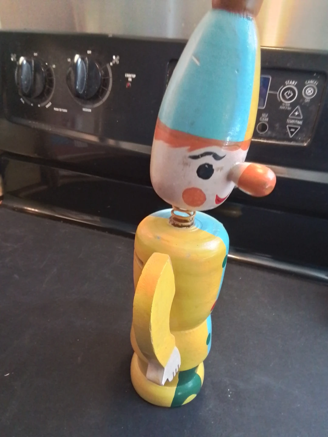 Vintage Mid-Century Hand-Painted Wooden Clown Nodder Bank - photo 4
