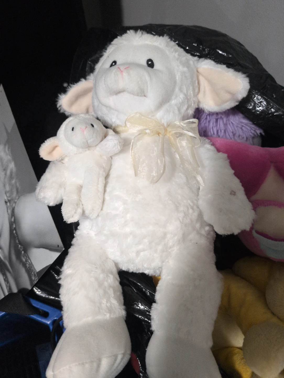 White Lamb Plush Toy with Baby Lamb