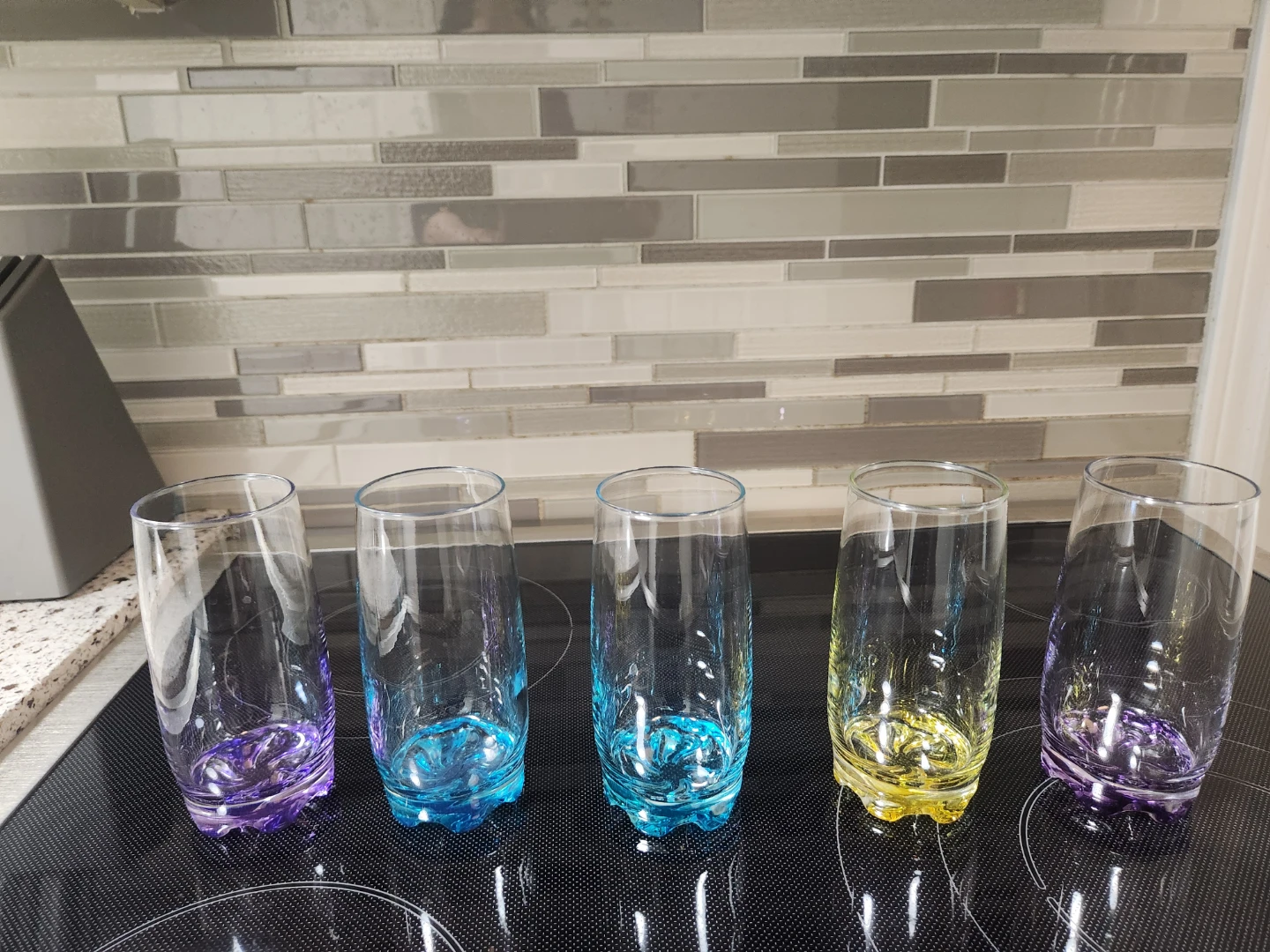 Set of 5 Coloured Base Tumbler Glasses - photo 2