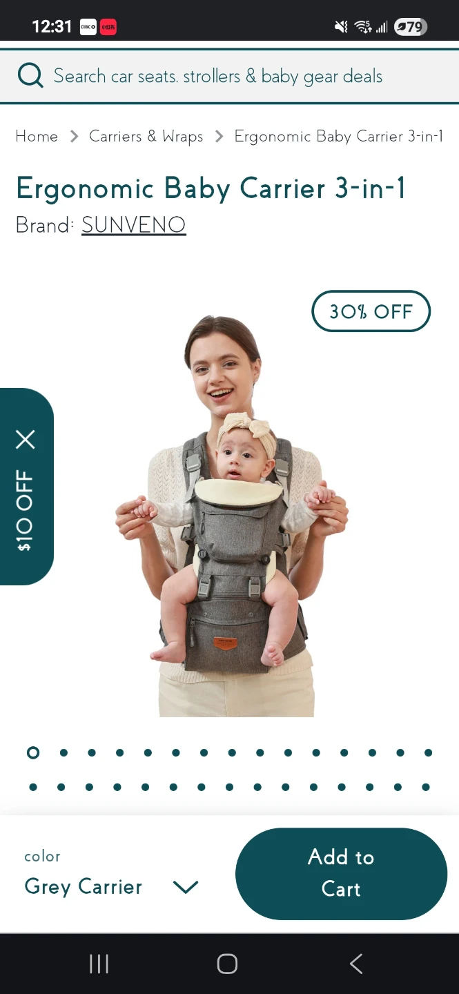 SUNVENO Ergonomic Baby Carrier 3-in-1
