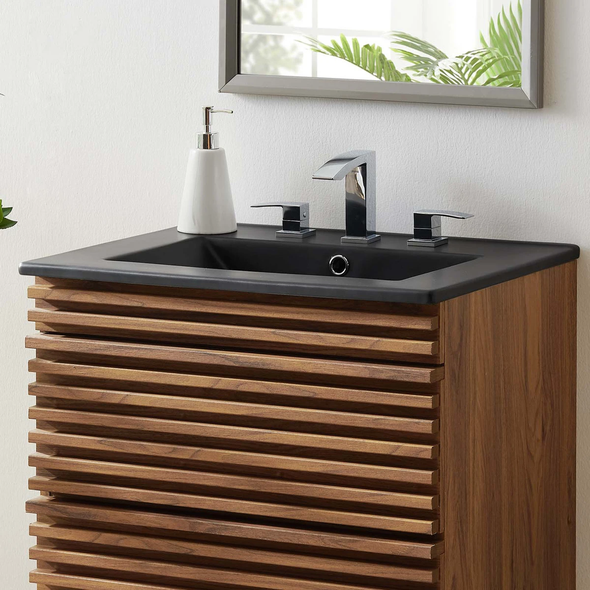24” Black Bathroom Sink – Modern Ceramic Vanity Sink – NEW