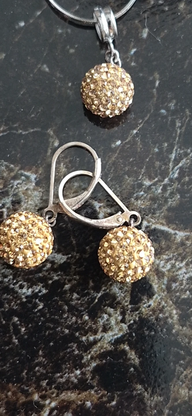 Silver Ball Pendant Necklace and Earrings Set - photo 2