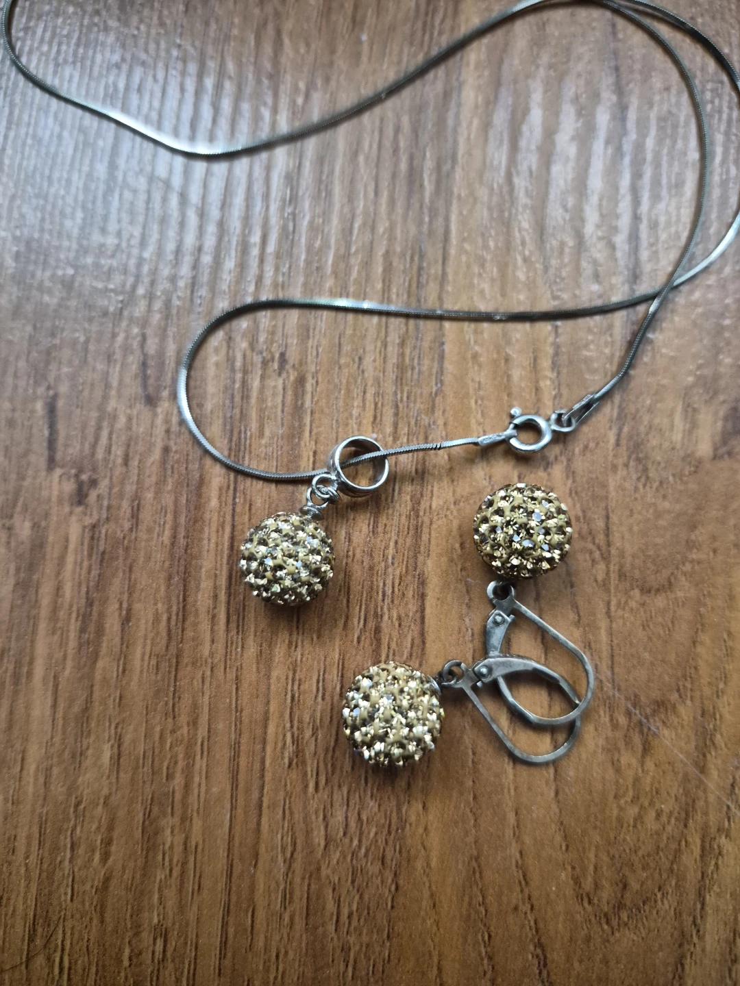 Silver Ball Pendant Necklace and Earrings Set - photo 4