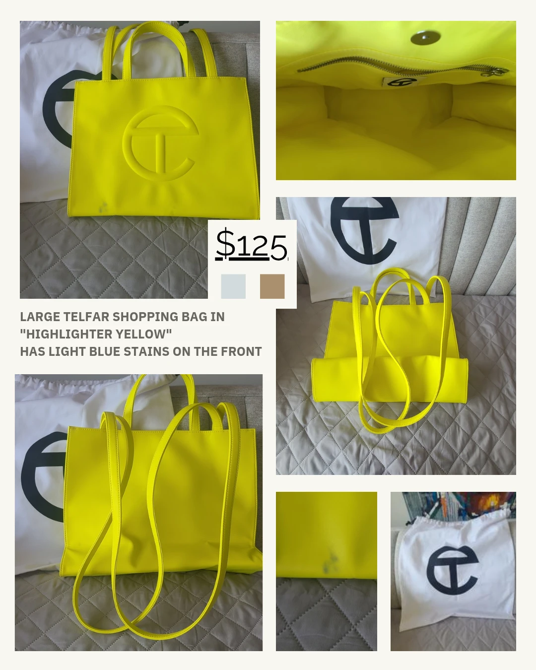 Large Telfar Shopping Bag - Highlighter Yellow