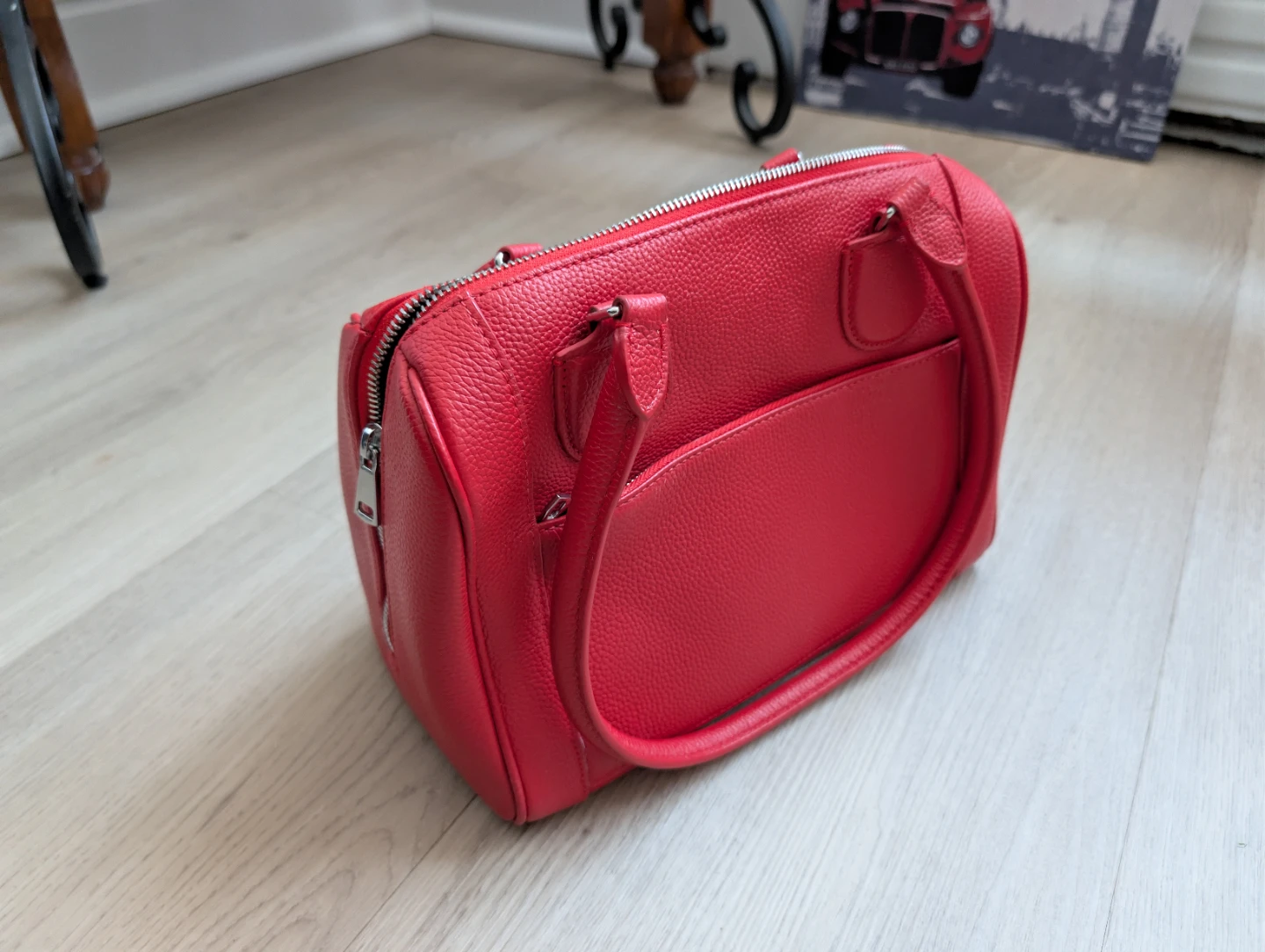 RARE Official Air Canada Flight Attendant Red Leather Purse - photo 4