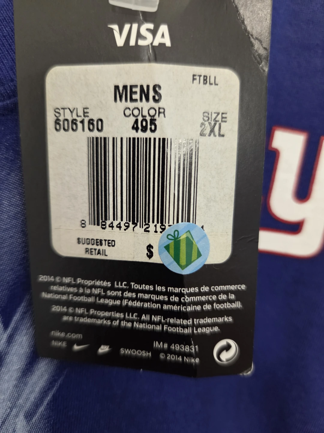 Nike New York Giants NFL Football T-Shirt Size 2XL - photo 2