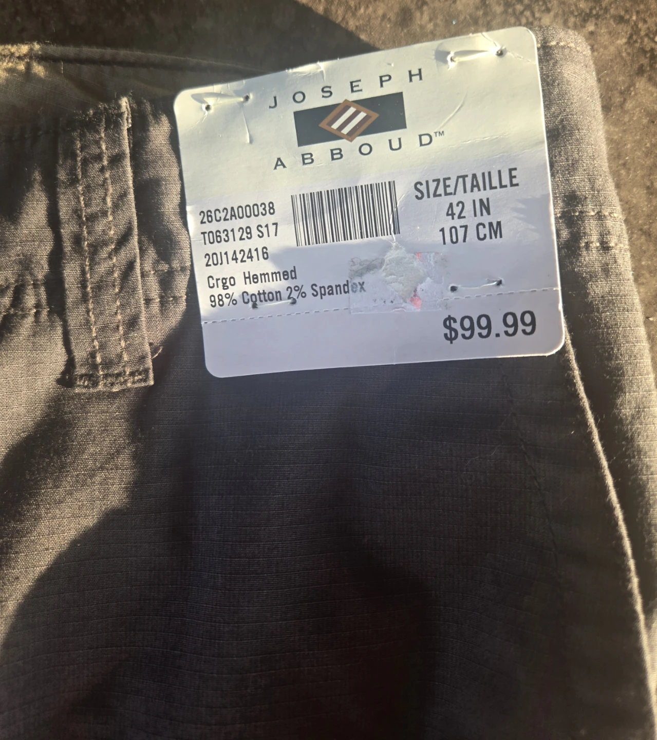 NWT Men's Cargo Shorts. 42x10. Joseph Abboud. Khaki. $45 OBO. - photo 3