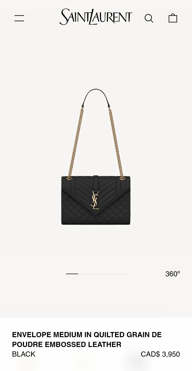 YSL Envelope Medium Bag – Black Grain de Poudre Leather - photo 5