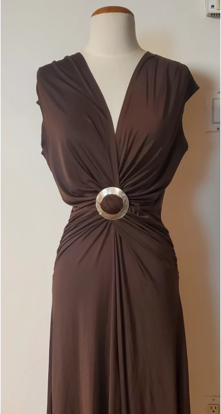 Bisou Bisou Draped Ruched Jersey Dress with O Ring detail