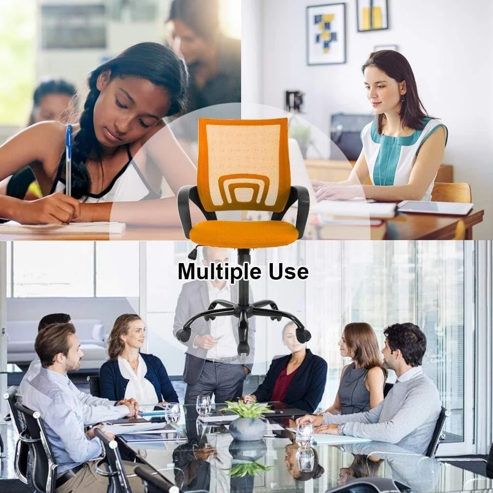 Orange Mesh Office Chair with Ergonomic Body-hugging Curve - photo 4