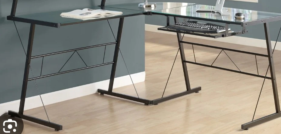 L-Shaped wood Computer Desk with Keyboard Tray