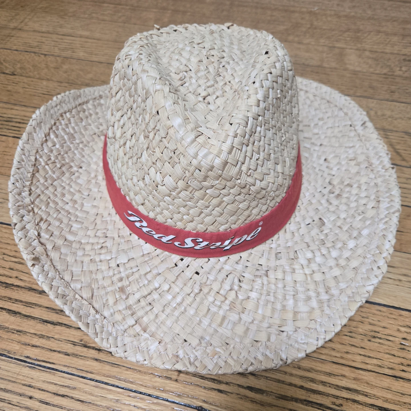 Red Stripe Straw Cowboy Hat