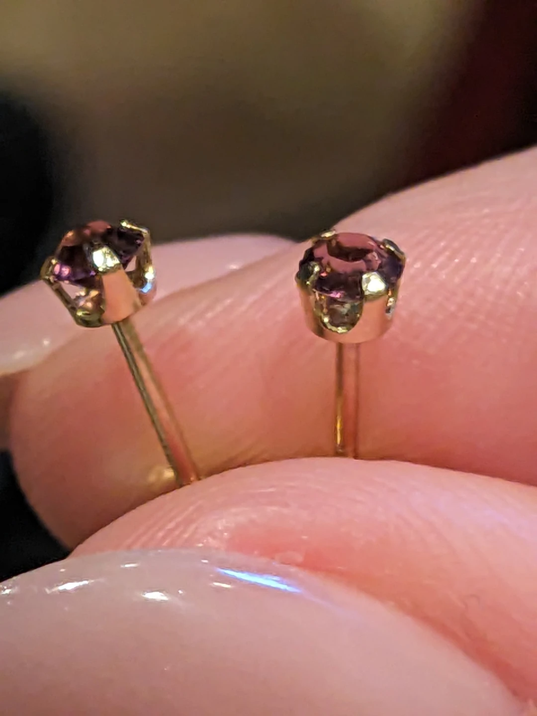 14K Yellow Gold Amethyst Stud Earrings - photo 2