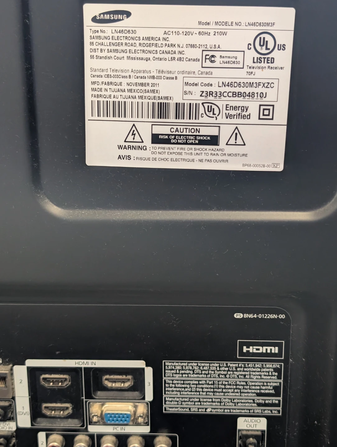 Samsung 46" LCD TV LN46D630 - photo 3