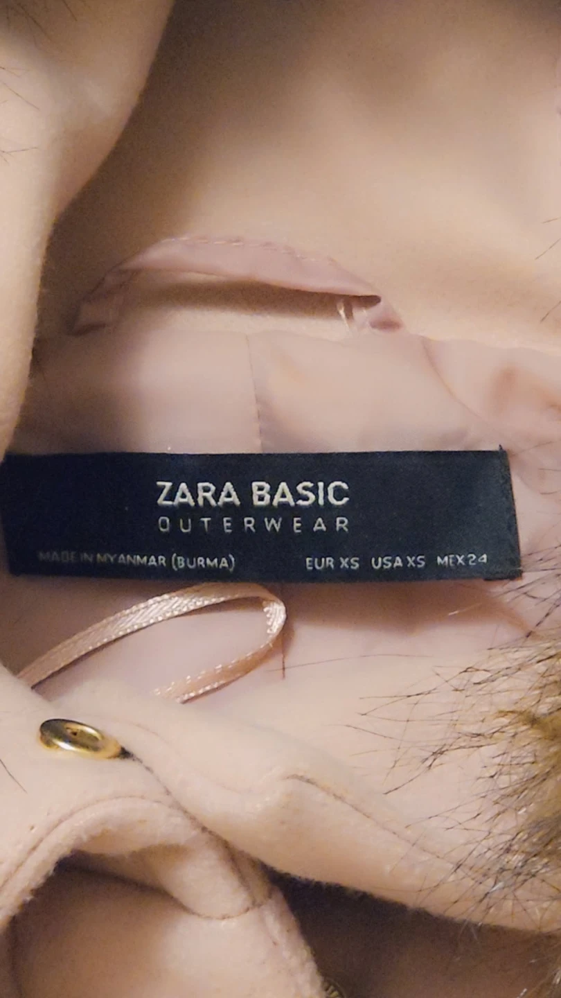 Zara Basic pink hooded coat with faux fur trim - photo 5
