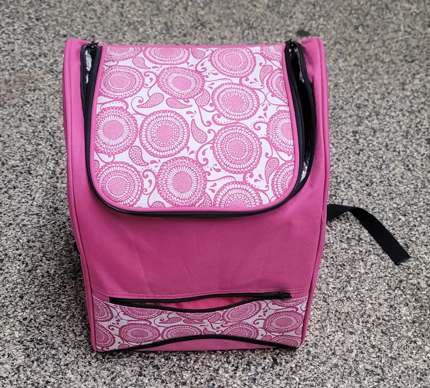 Pink Insulated Lunch Bag with Floral Pattern