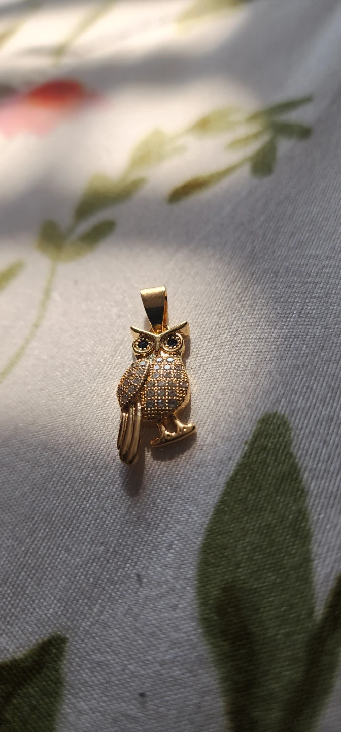 Gold platted Owl Pendant with Crystals - photo 2