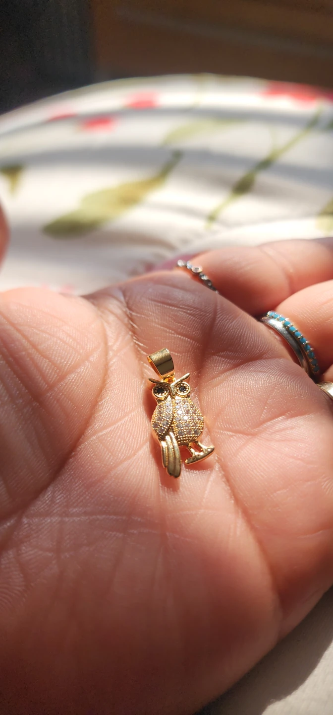 Gold platted Owl Pendant with Crystals - photo 3