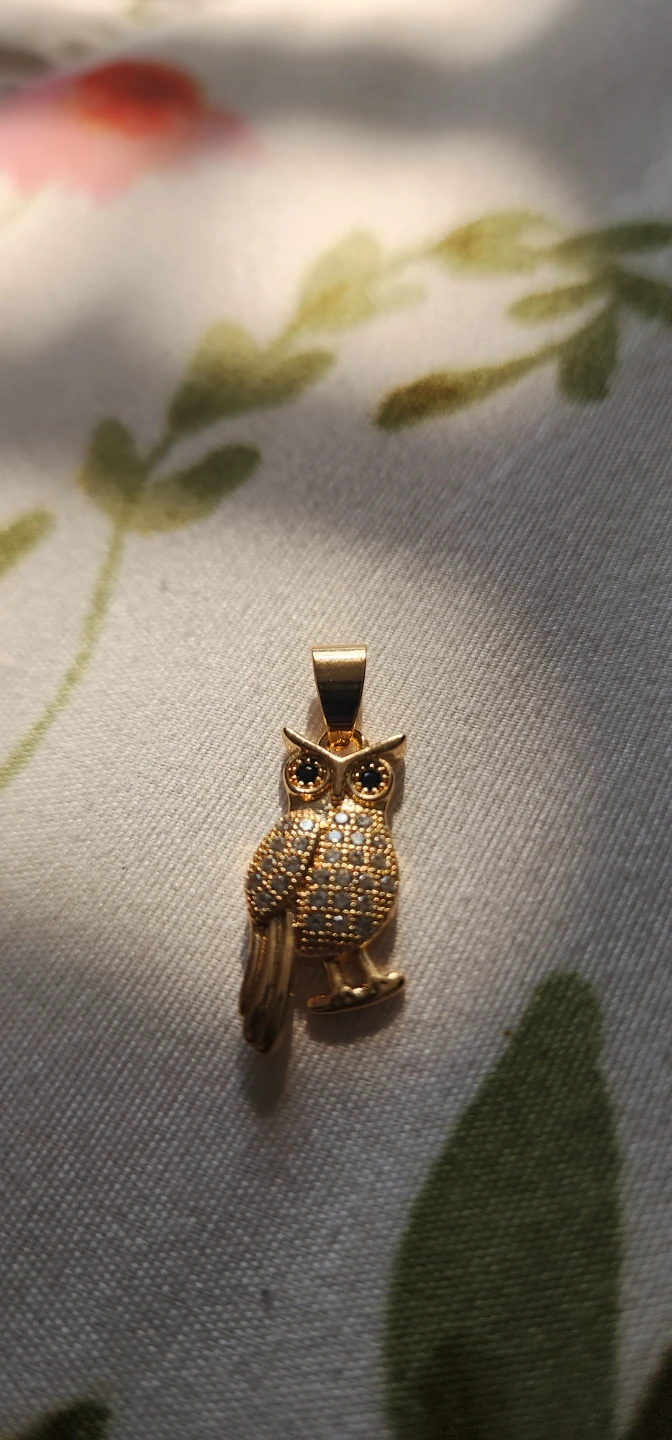 Gold platted Owl Pendant with Crystals - photo 4