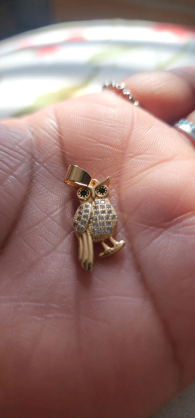 Gold platted Owl Pendant with Crystals - photo 5