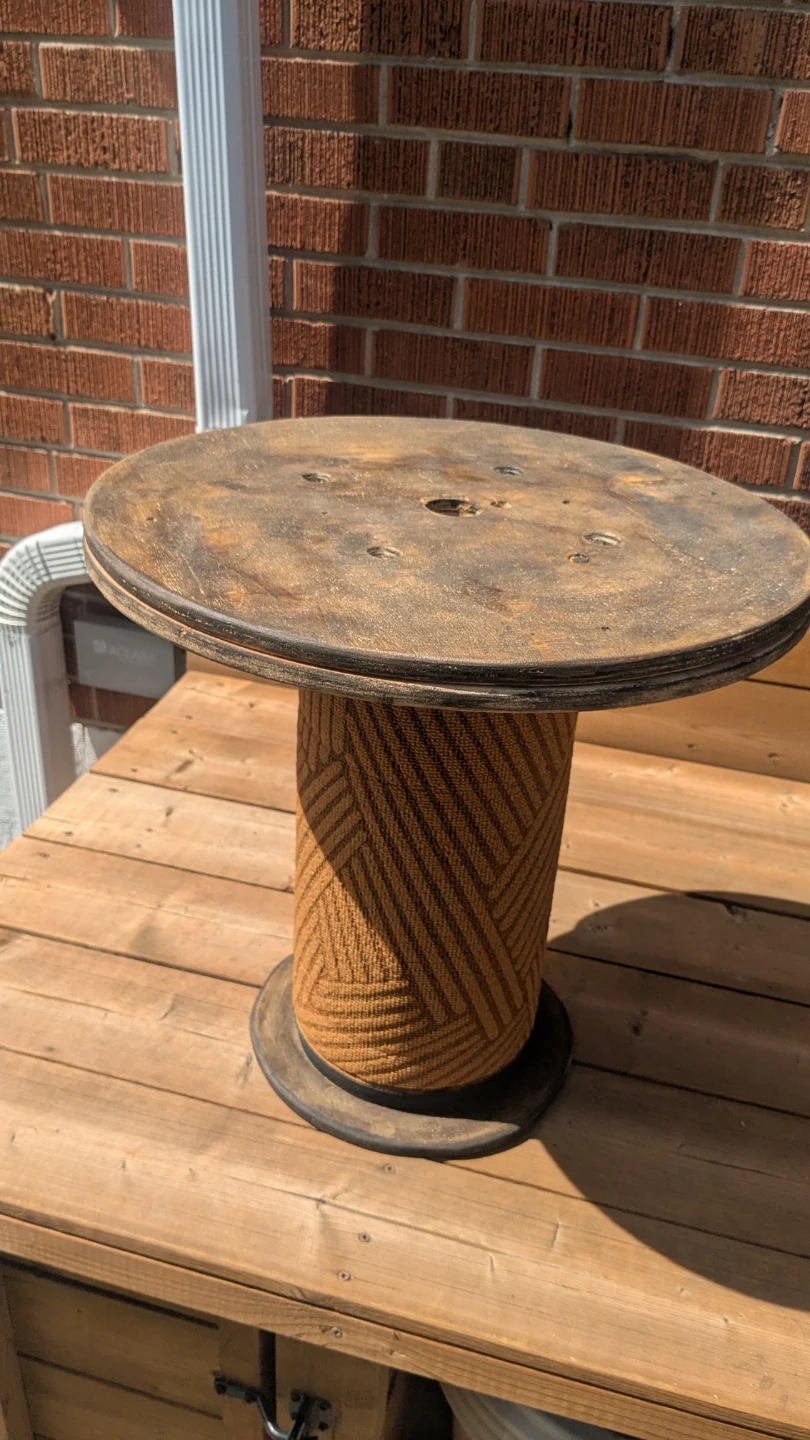 Wooden Cable Spool Side Table