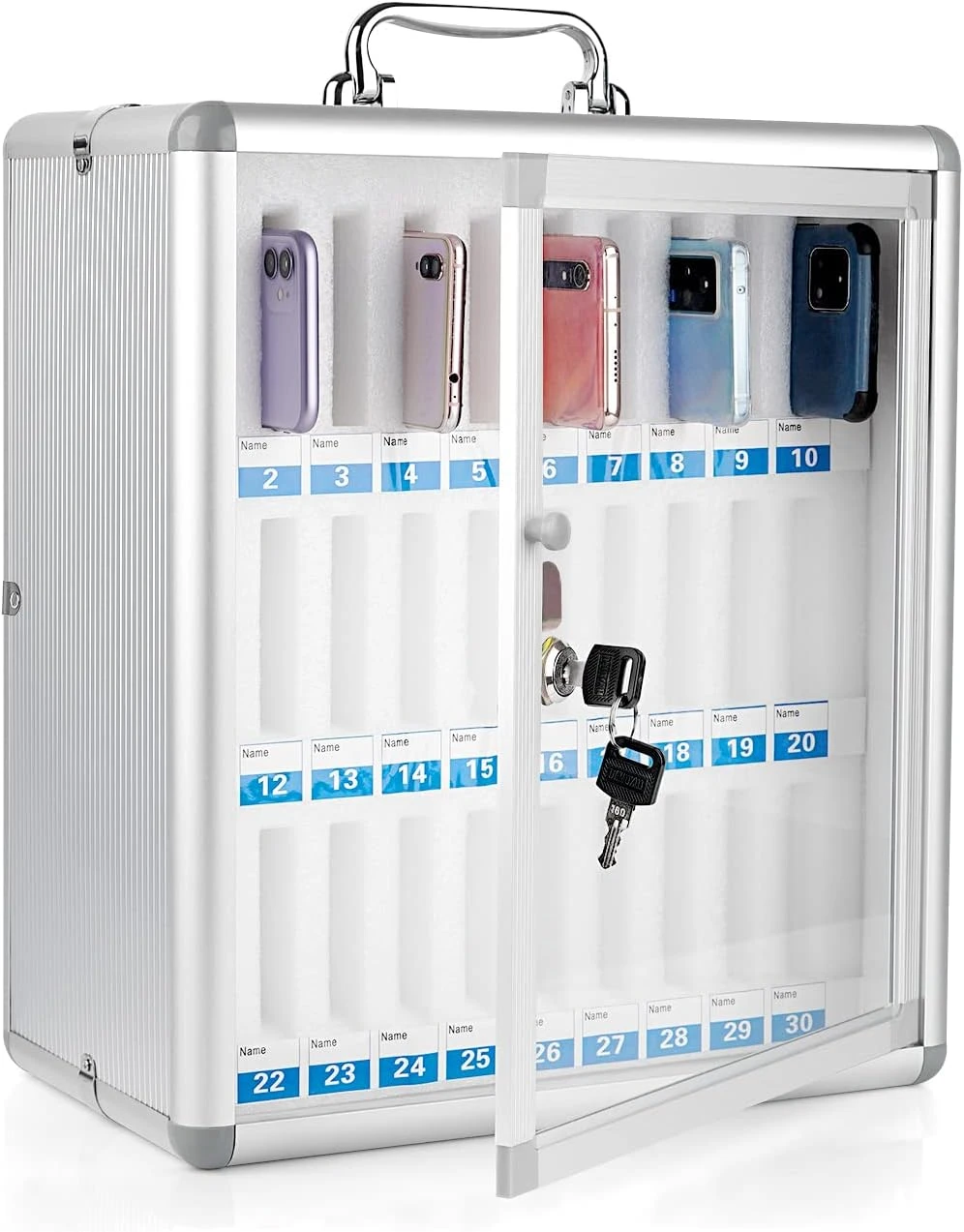 30-Slot Aluminum Cell Phone Storage Cabinet