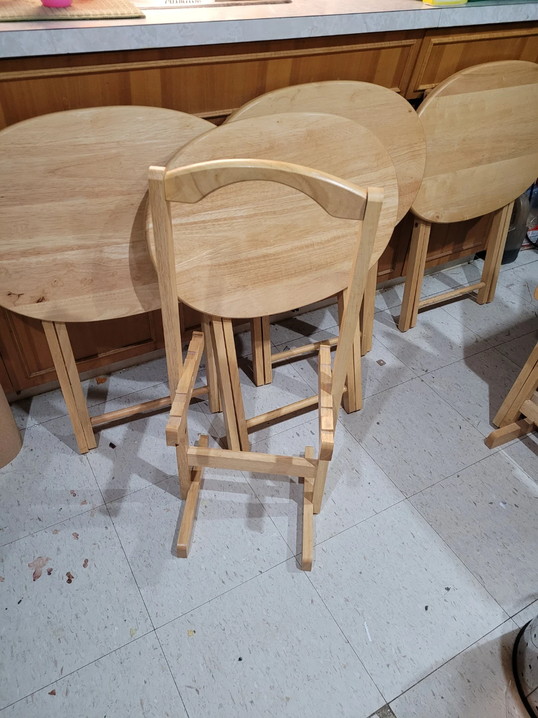 Wooden Folding TV Tray Set with 4 Tables and 1 Chair