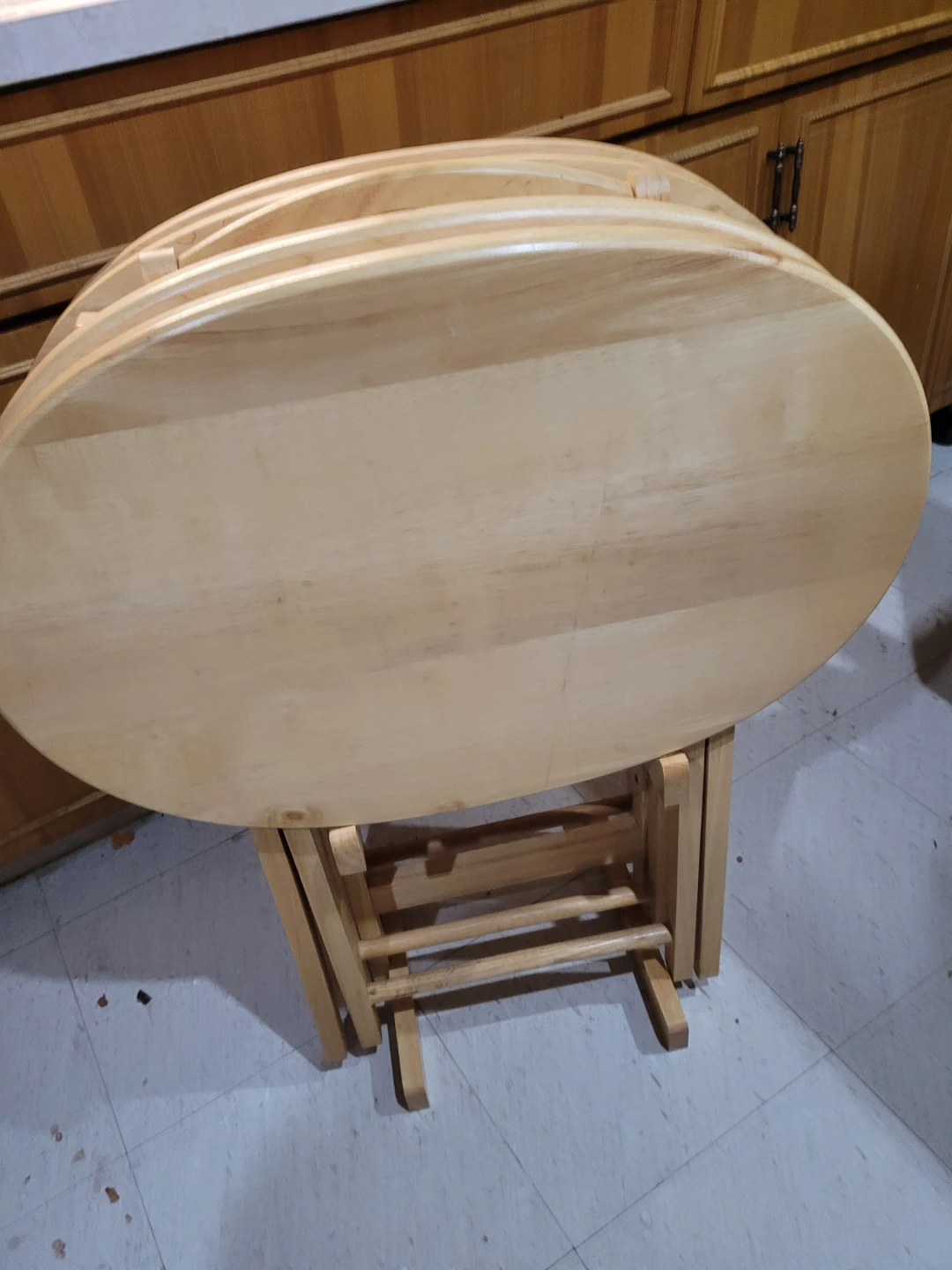Wooden Folding TV Tray Set with 4 Tables and 1 Chair - photo 2