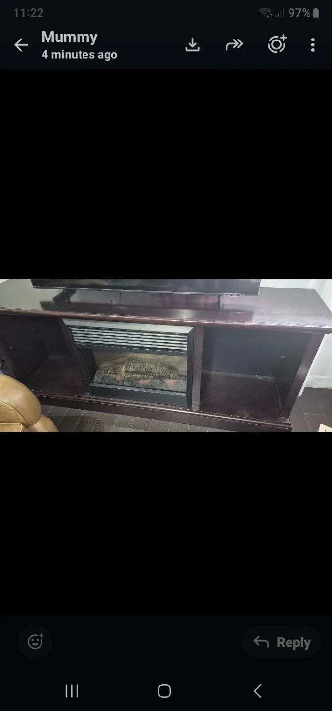 Dark Wood TV Stand with Electric Fireplace