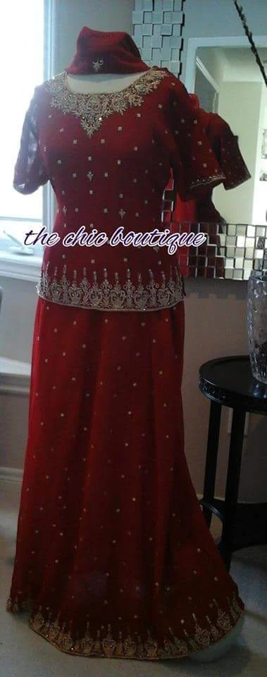 B new 3 pcs Red lehenga set