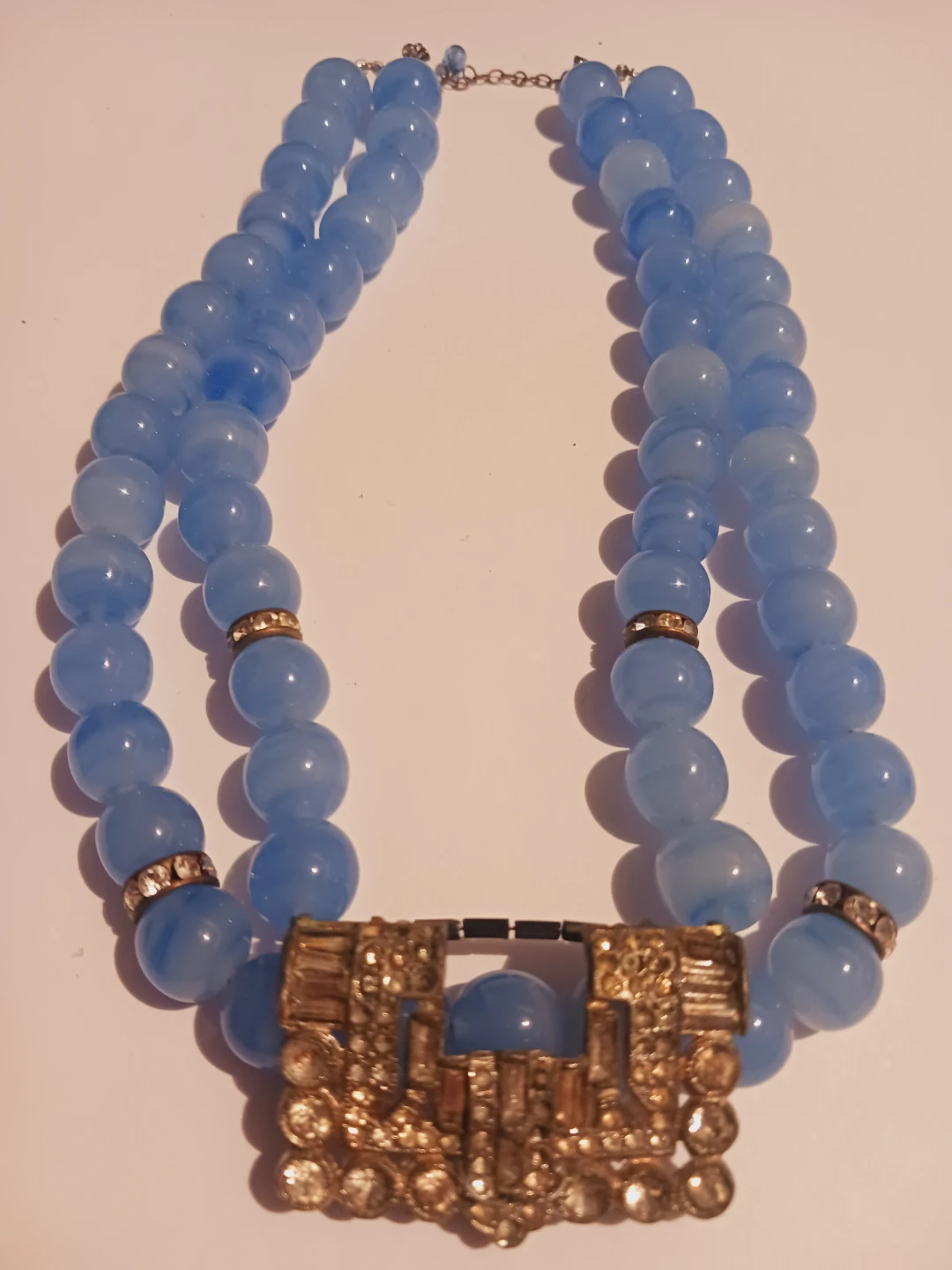Vintage Blue Stone Necklace with Ornate Clasp - photo 4