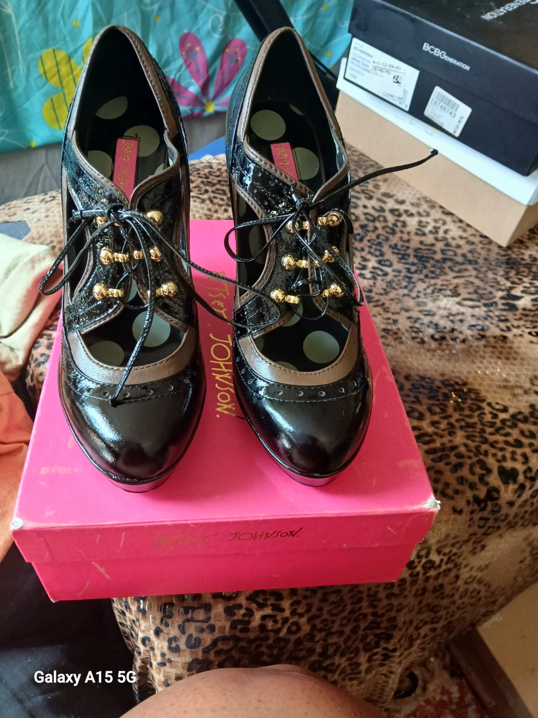 Betsey Johnson Black Patent Wedge Heels - photo 4