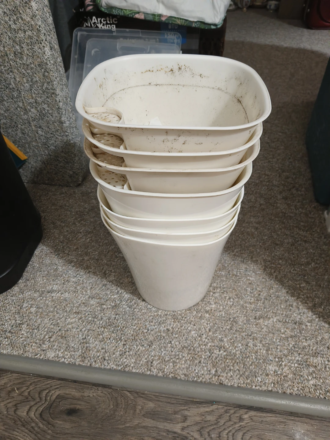Stack of 4 White Self-Watering Planters