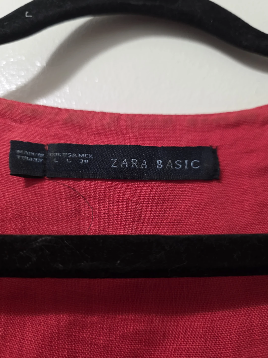Zara Basic Linen Blend Dress - Red - photo 3