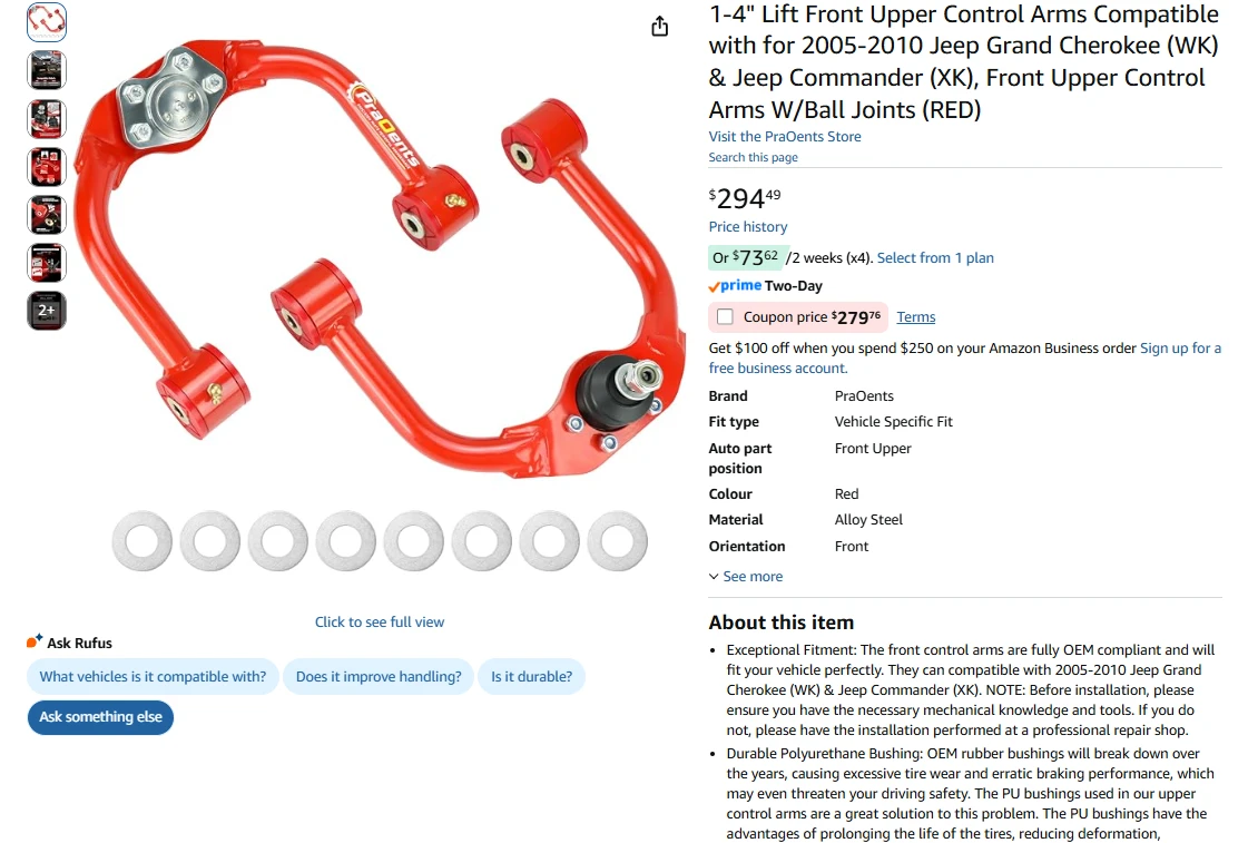 Front Upper Control Arms for Jeep Grand Cherokee WK/XK - photo 2