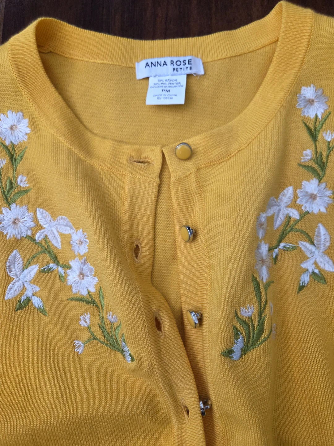 Anna Rose Petite Yellow Embroidered Cardigan - photo 2