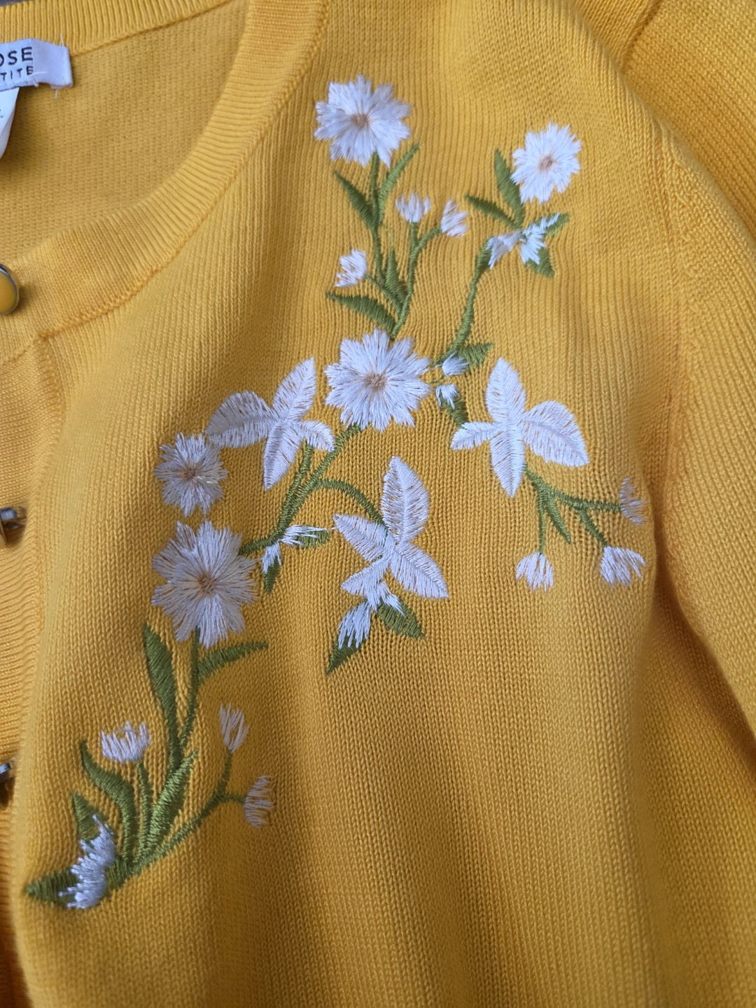 Anna Rose Petite Yellow Embroidered Cardigan - photo 3