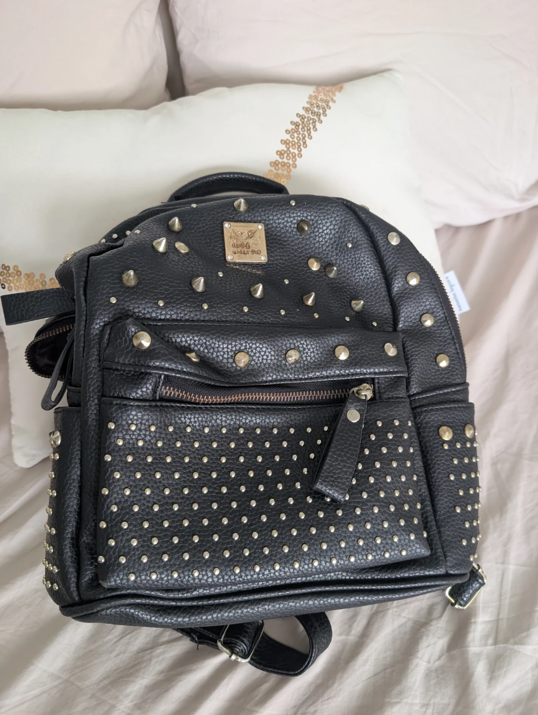 Black Studded Mini Backpack