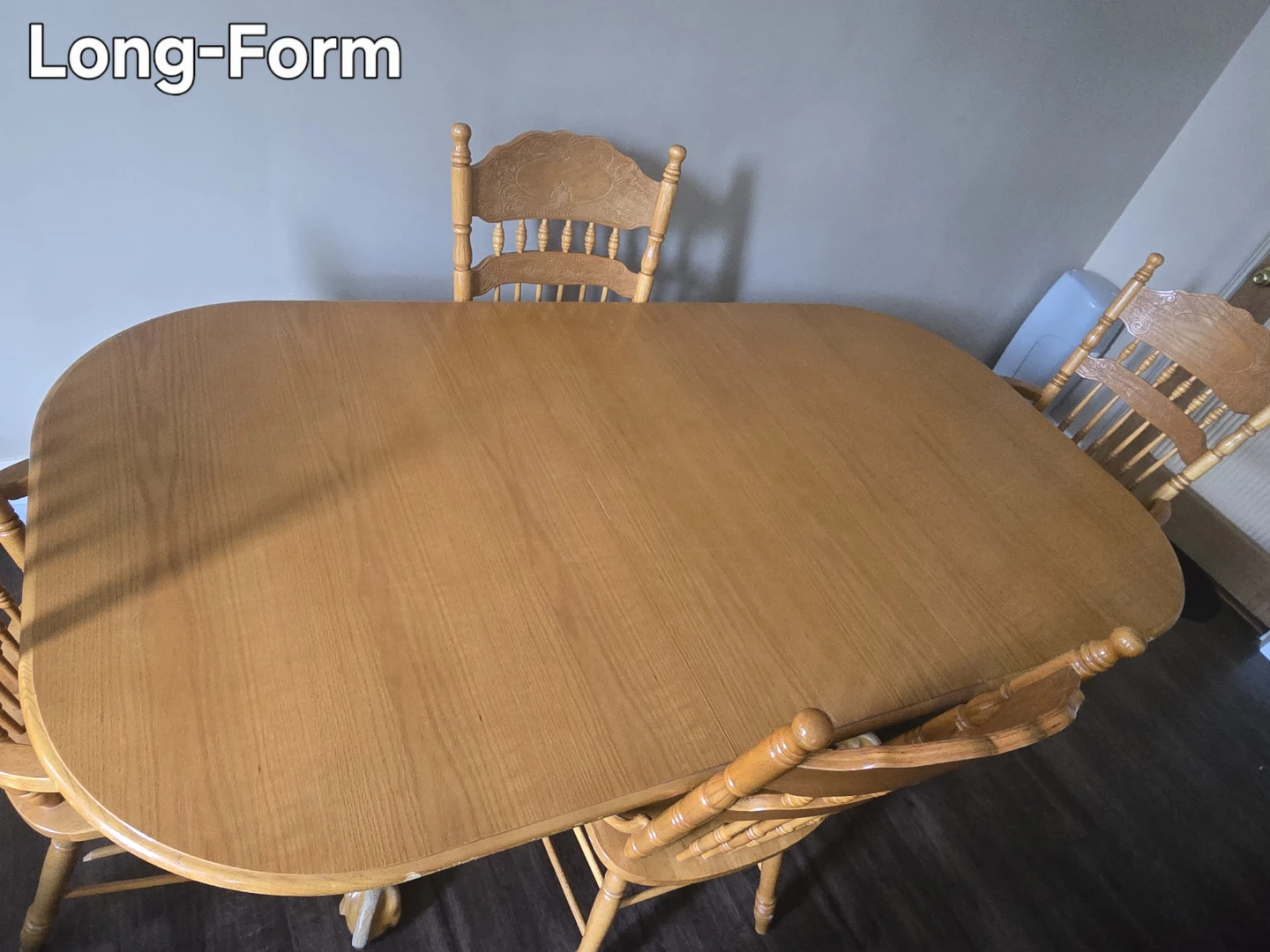 Solid Oak Pedestal Dining Set (Extendable) plus 4 Chairs. - photo 2
