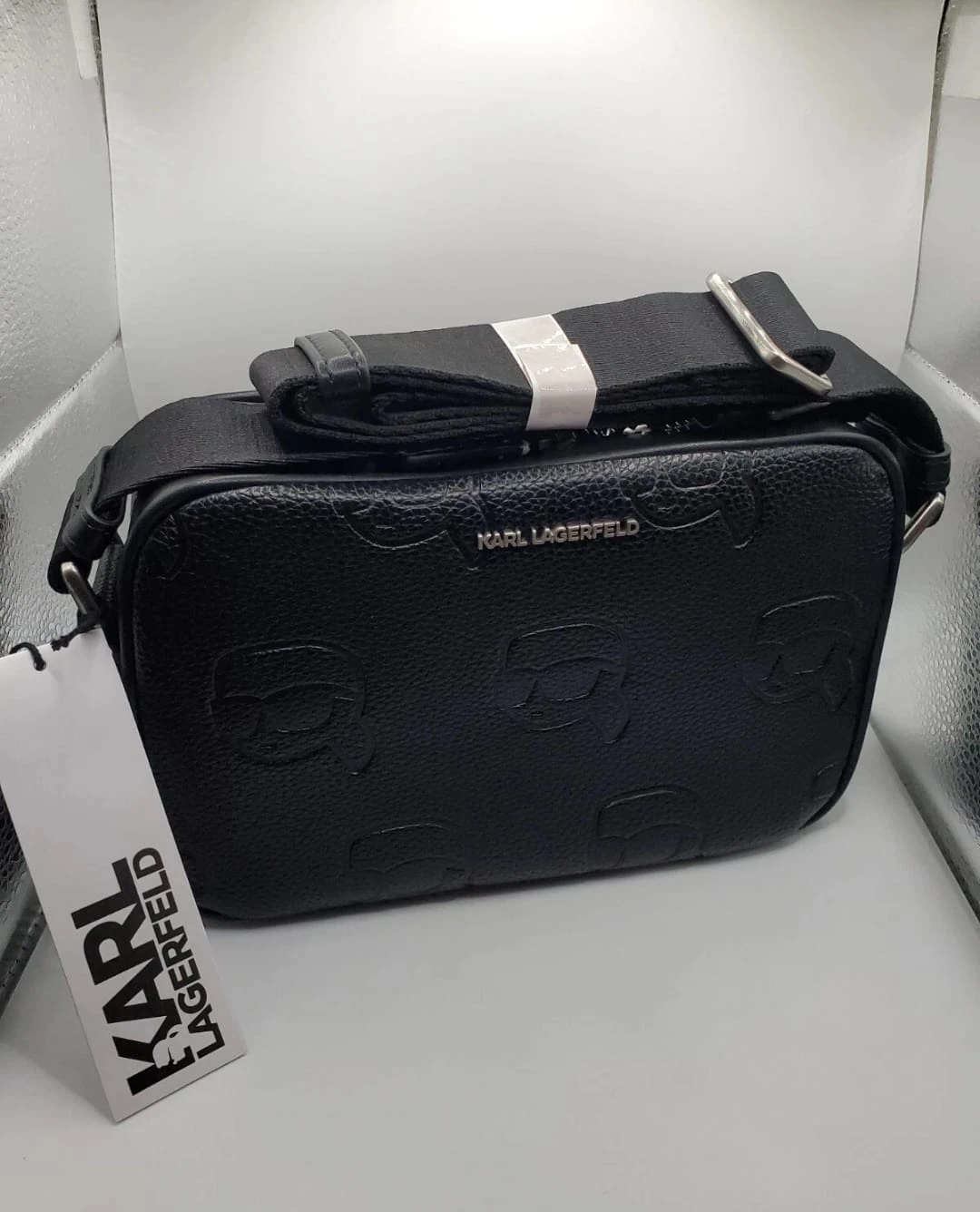 Karl Lagerfeld Black Monogram Camera Bag