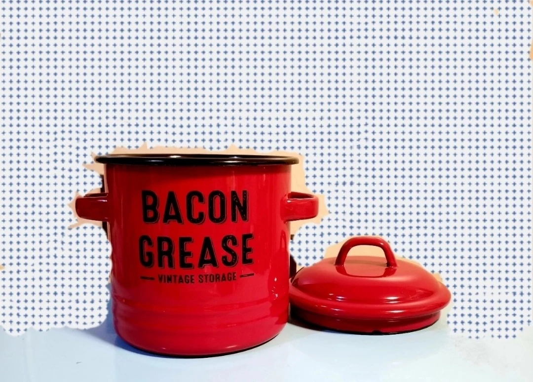 NEW Red "Bacon Grease" Vintage Storage Canister