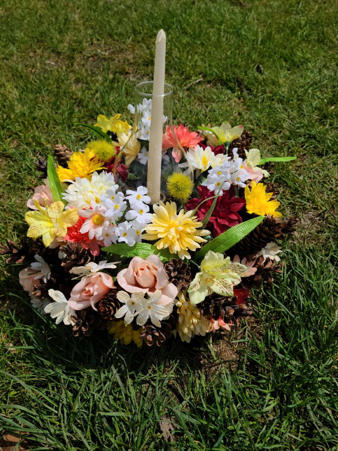 Floral Arrangement with Candle