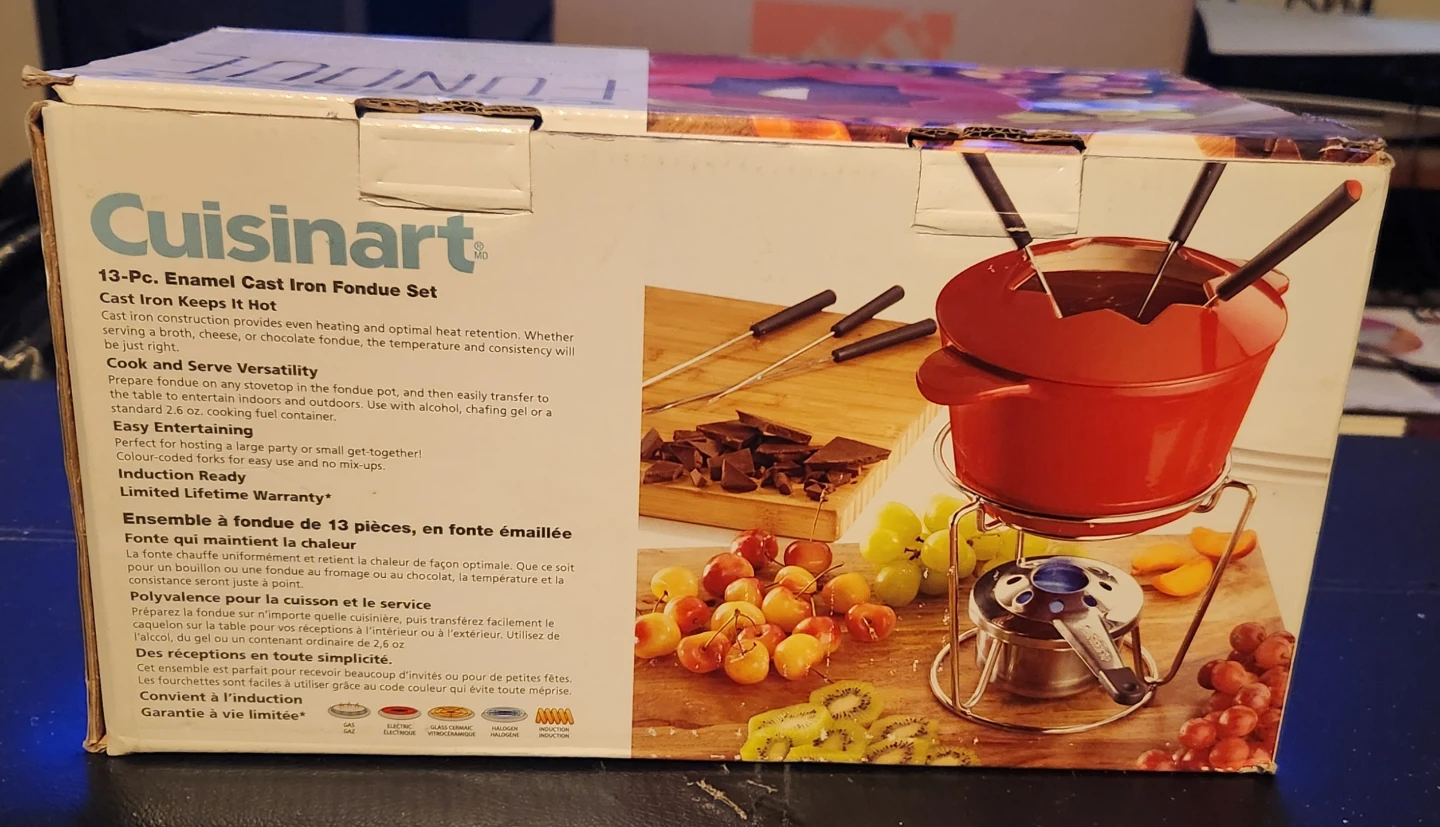 Cuisinart 13-Piece Red Enameled Cast Iron Fondue Set (Unused) - photo 4