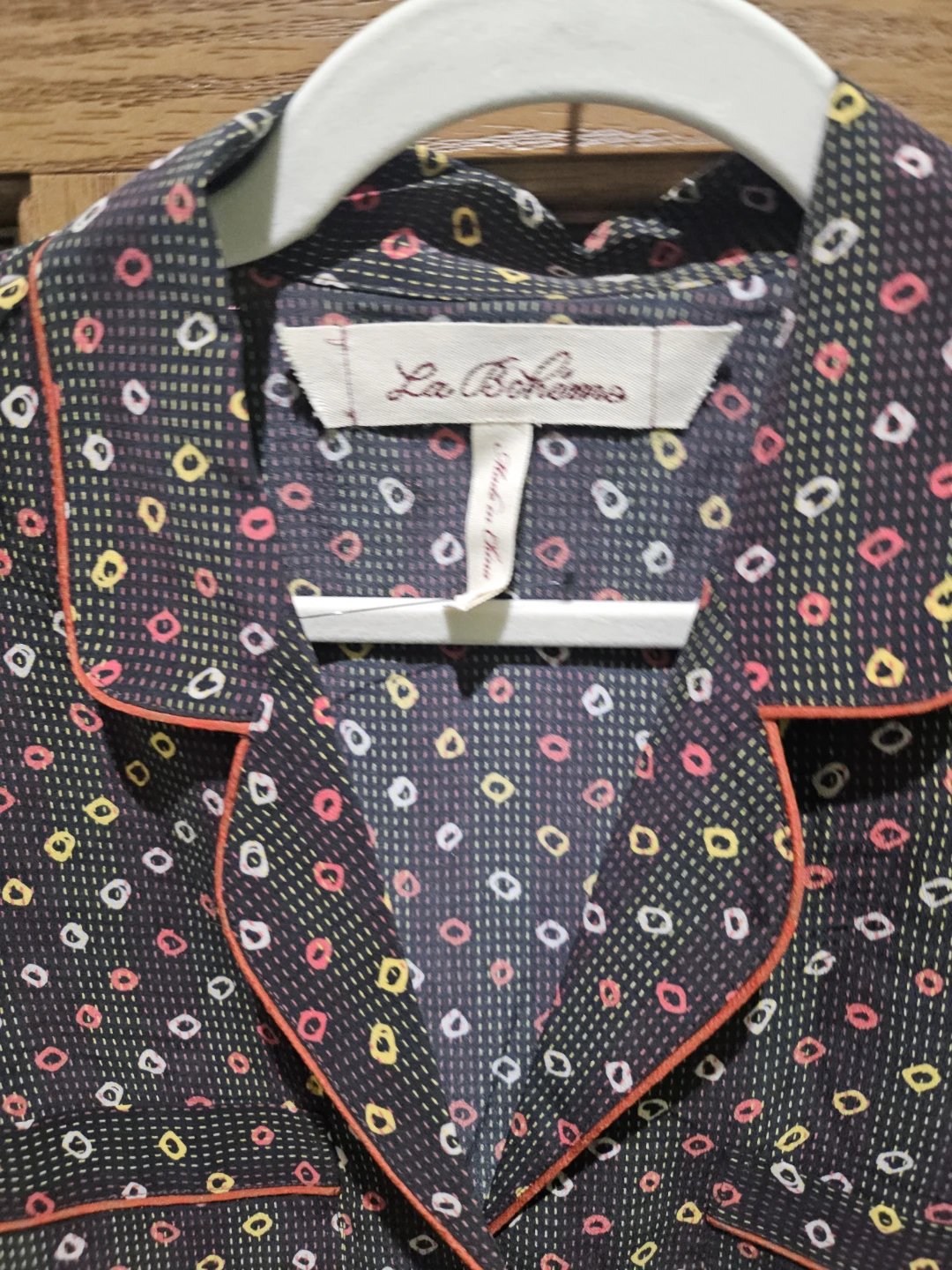 La Bohme Shibori Dot Print Button-Up Shirt - Size S - photo 2